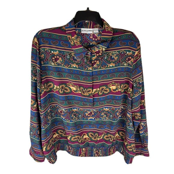 Alfred Dunner Womens Shirt‎ Blouse Size 24W Multicolored Collared 1/2 Button up - Picture 1 of 8